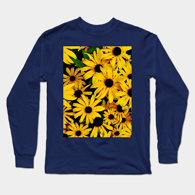 Field of Black-Eyed Susans Long Sleeve T-Shirt by SusanSavad